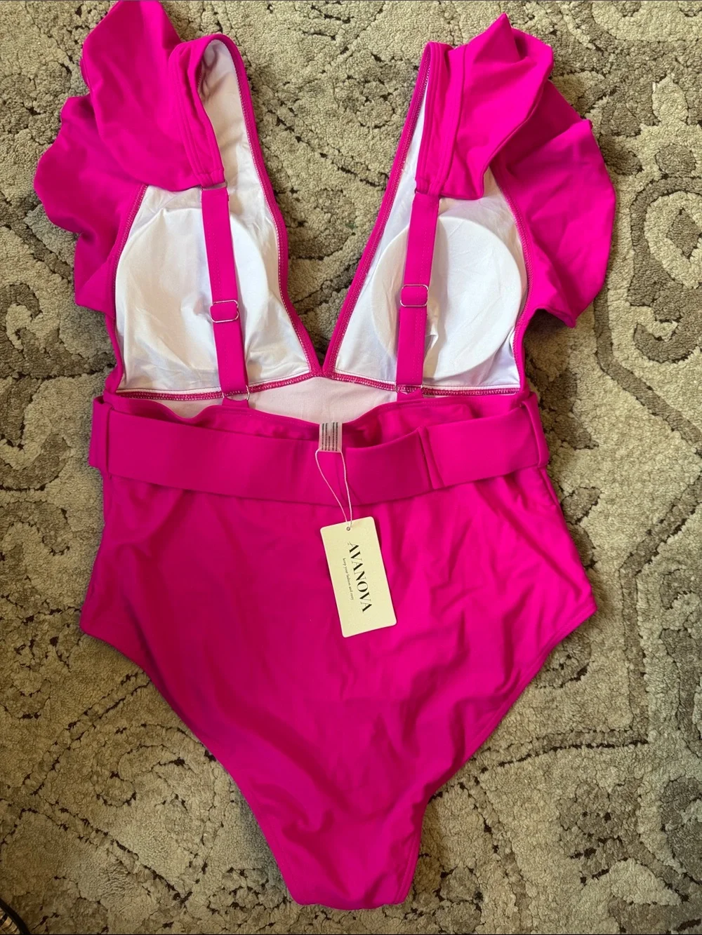 Avanova NWT Fuchsia One-Piece Swimsuit with Ruffle Straps
